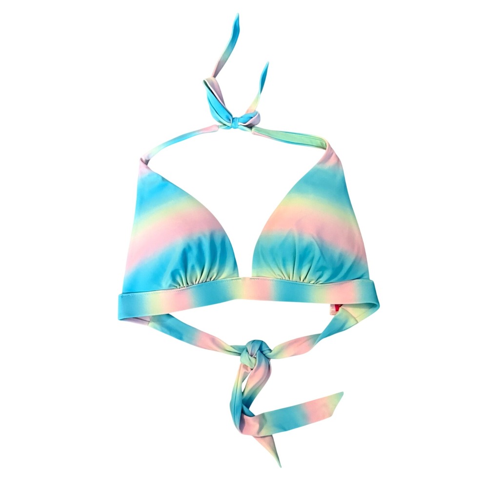Victoria's Secret Pastel Rainbow Ombre Halter Triangle Bikini Top Medium
